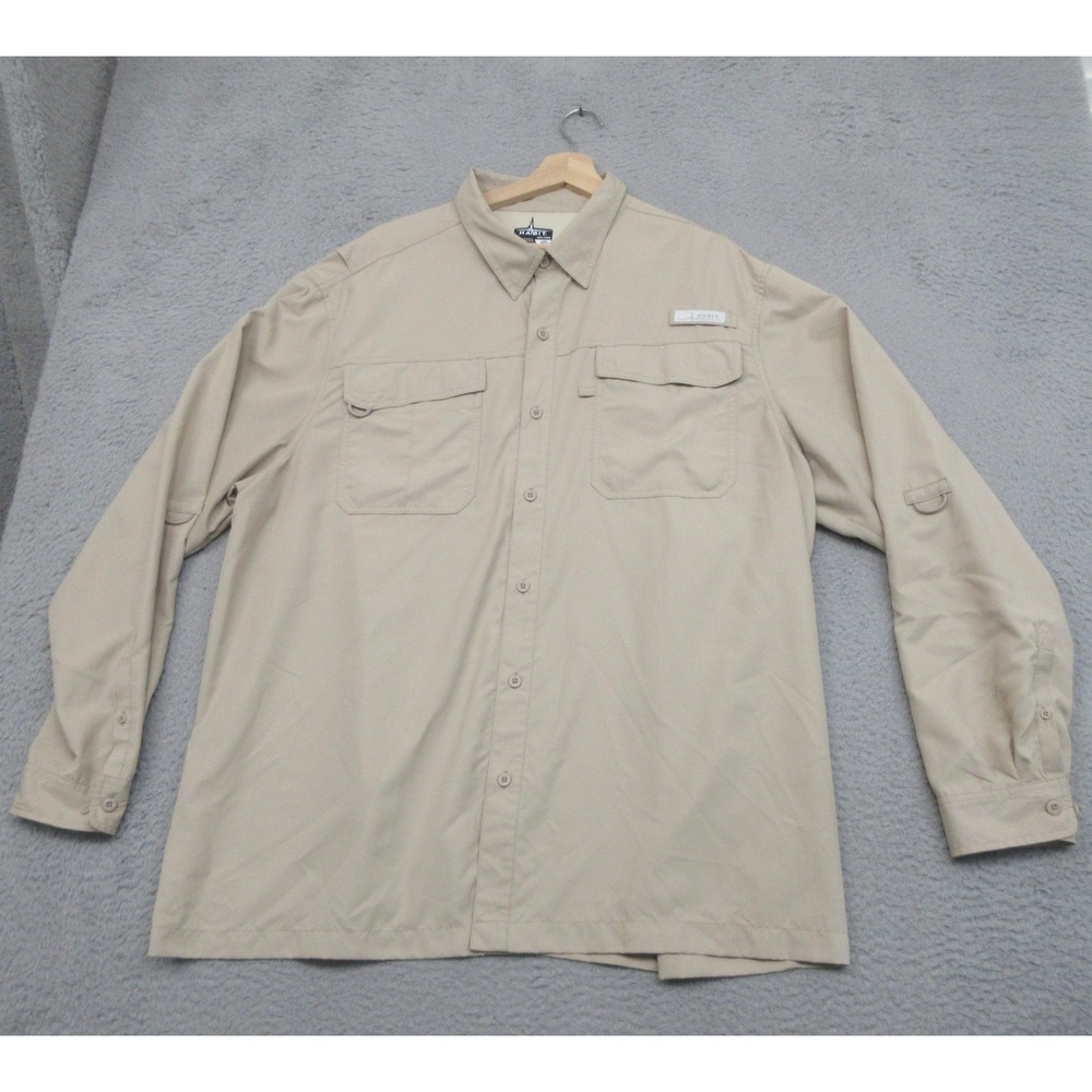 Habit Fishing Shirt Men 2XL Oxford Tan UPF40 Vented Long Sleeve Outdoor Utility